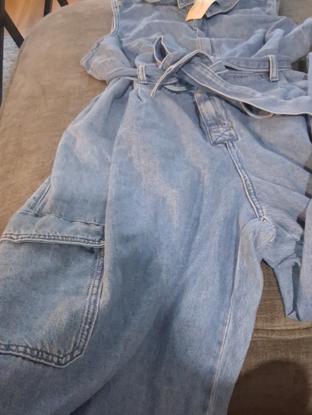 NWT Universal Thread Light Blue Denim Sleeveless Utility Jumpsuit Size 18 Plus - Picture 7 of 8